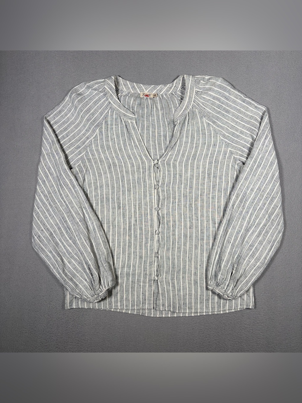 Faherty Naomi Button Up Shirt Women’s M Sierra Striped Linen Peasant Cottagecore